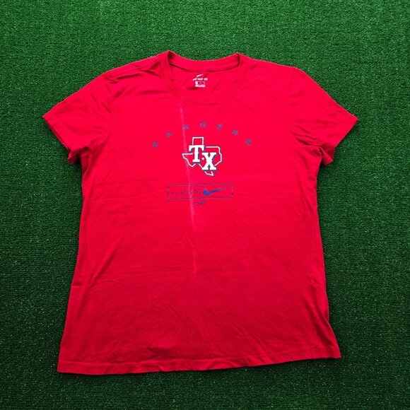 Texas Rangers Tshirt Womens Medium Red Nike Tee Short Sleeve MLB Baseball Sports - Picture 1 of 9